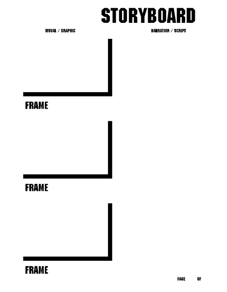 The image shows a blackboard with white text that reads "STORYBOARD" at top left corner; below it is an illustration of four frames in sequence: 1) A frame labeled 'Frame' on far right, showing two characters and background details but no dialogue or action lines indicated. 2) Second from the bottom shows a single character with text that reads "VAMPIRE" above them. The third frame has three words at top left corner of each panel: "STORYBOARD," "CHARACTER NAMES," and "SETTING." It depicts