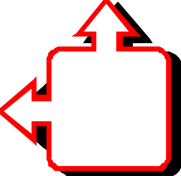 The image shows a red arrow pointing to an icon of two arrows forming a loop on what appears to be a computer screen with white background.