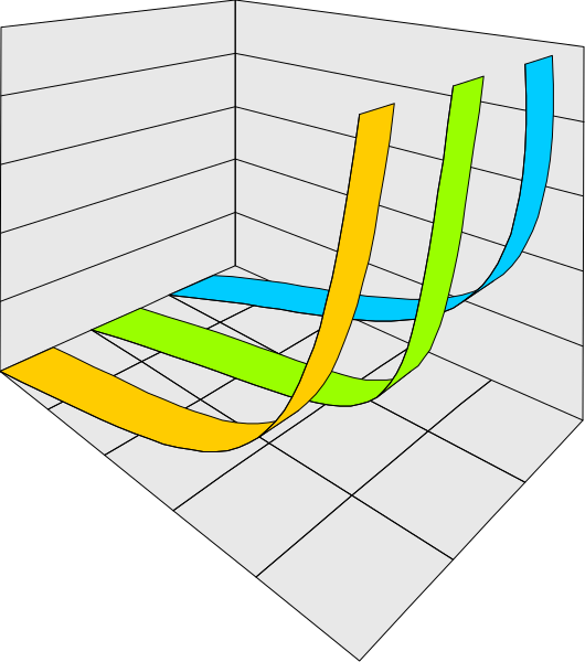 The image shows a black and white floor plan with colored lines representing different types of data such as temperature, humidity, pressure, wind speed, and other meteorological variables in various locations across an area that could be interpreted to represent weather patterns on Earth or another planetary body.
