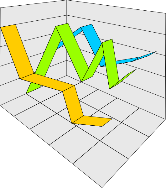 The image shows a black background with various colorful shapes that resemble graphs or charts on top of it; there is no text present in this clip-art illustration.