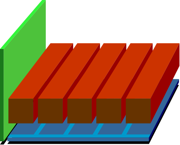 The image shows a colorful bar chart with red bars on top of blue ones against a green background.
