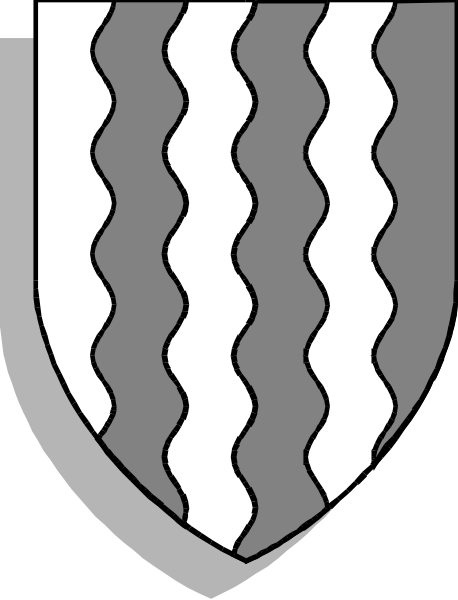 The image shows a shield with wavy lines on it against a white background.