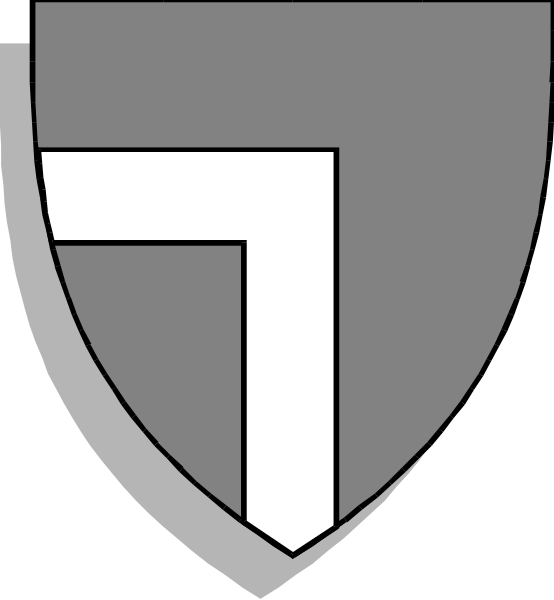 The image shows a shield with an emblem inside it on top of what appears to be a flagpole against a white background.