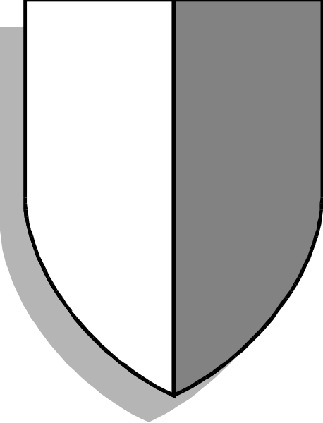 The image shows a shield with three vertical stripes on it inside an emblem that resembles a coat of arms design.