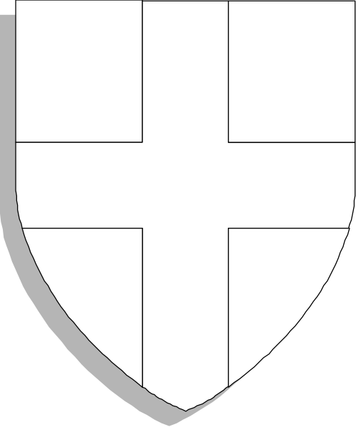The image shows a shield with crosses on it inside an emblem that resembles a coat of arms design within what appears to be a larger square frame.