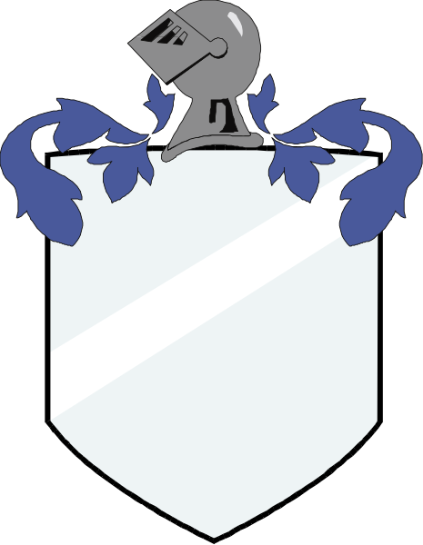 The logo features a shield with an emblem of armor on top left corner inside it, flanked by two blue leaves at either side bottom; above this is a banner that reads "SENIOR" in capital letters and below which there's another line reading "HONORS."