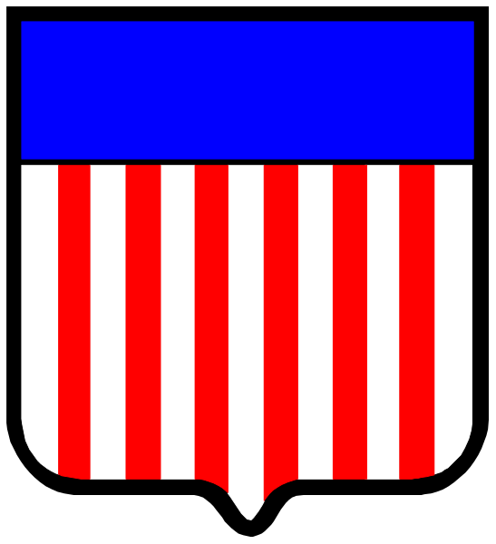 The flag of the United States with a shield design on it.