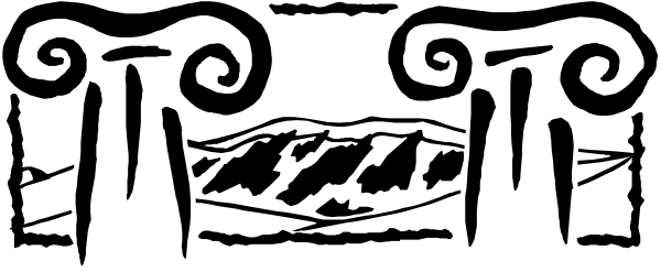 The image shows a black and white photo of three cups arranged on top of each other with handles facing upwards.