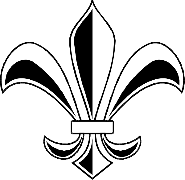 The black and white logo of a fleur de lis with three petals on each side is shown against a plain background in this clip-art image.