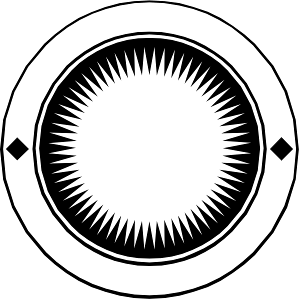 The image shows two circular designs with a central spiral pattern inside each circle against a black background.