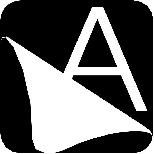 The black and white logo of a sailboat with an "a" on it is shown against a dark background.