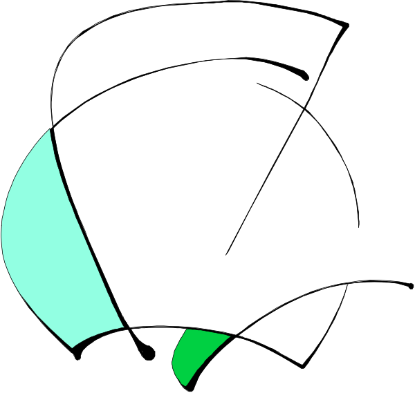The image shows a black and white abstract design with geometric shapes that resemble stylized representations of hands forming an intricate pattern against a light background.