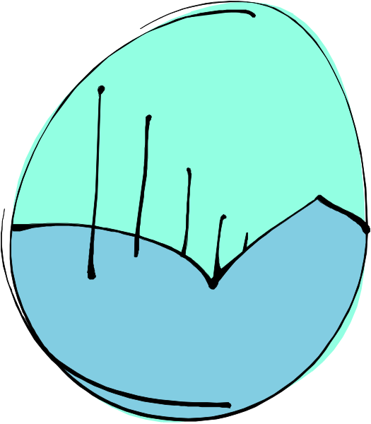 The image shows a cartoon of an egg with two lines on it placed over what appears to be water, suggesting that this is some kind of scientific illustration related to buoyancy or density testing in physics education materials.