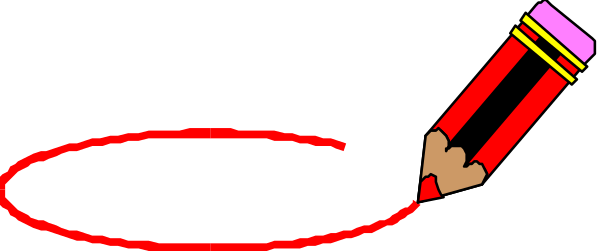 The image shows a red circle with an arrow pointing to it from above on what appears to be a gray background; there is no other content in this small clip-art image.