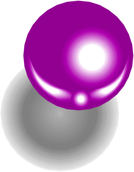 The image shows a purple ball with two smaller balls on either side of it against a gray background.