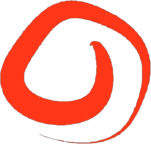 The image shows a red stylized letter "O" with an eye design inside it against a black background.