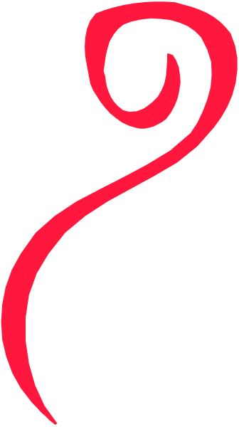 The image shows a red swirl design on a black background with two gray rectangles partially covering it from either side.