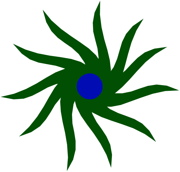 The image shows a stylized representation of an algae cell with blue nucleus set against black background.