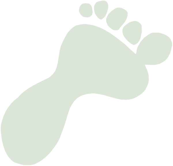 The black and white silhouette of a footprint with an arrow pointing to it from above on a dark background.