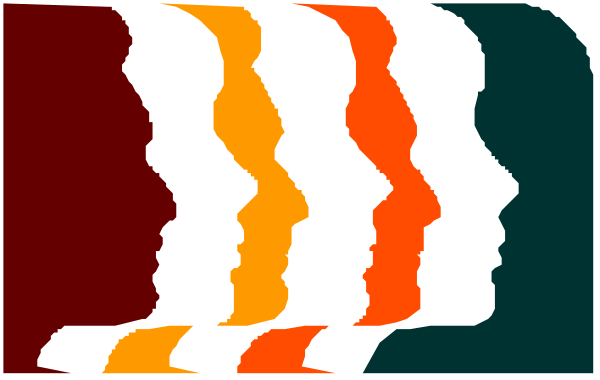 The image shows a colorful abstract design with multiple vertical lines of varying lengths creating an optical illusion effect against different colored backgrounds.