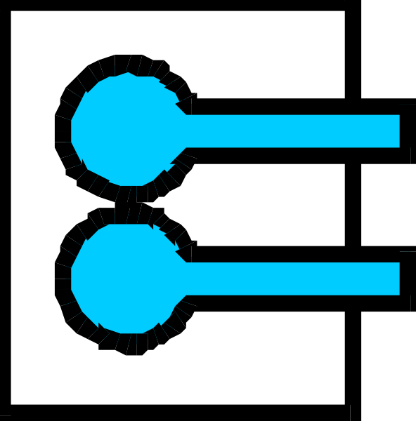 The image shows a logo with two blue arrows pointing upwards from what appears to be an electrical socket symbolizing power supply connections for electronic devices such as computers or servers.