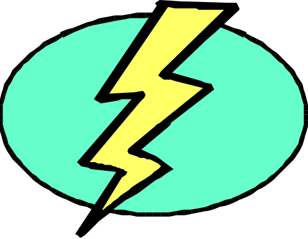 The image shows a stylized lightning bolt with two arrows pointing to it from either side of an oval shape that resembles a target or bullseye design.