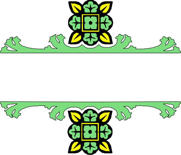 The image shows a black banner with decorative borders featuring green leaves at each end against an orange background on top of which there is white text that reads "Welcome to our website."
