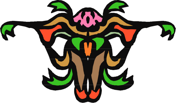 The image shows a black silhouette of an animal with antlers against a white background.