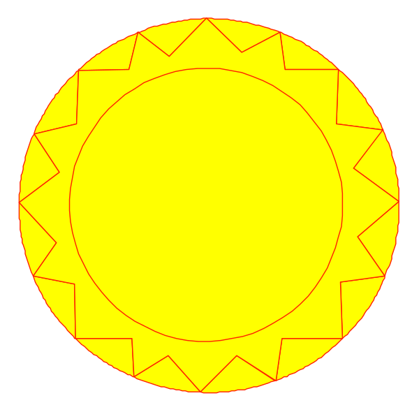 The image shows a simple representation of an orange sun with rays emanating from it against a black background.