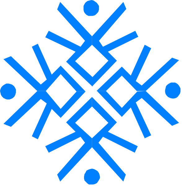 The image shows a black background with two snowflake designs; on the left is an intricate blue design featuring multiple arms radiating from each point of symmetry, while on the right side there's another simpler white and gray pattern that resembles a stylized snowflake without any internal detailing.