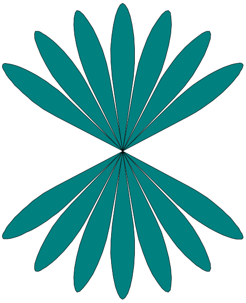 The image shows a stylized blue starburst pattern with six points against a dark background.