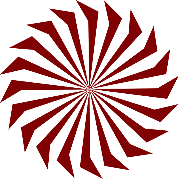 The image shows a red spiral design with black outlines against a dark background.