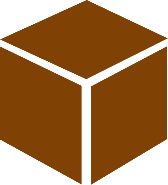 The image shows a simple brown box with no visible contents against an untextured background.