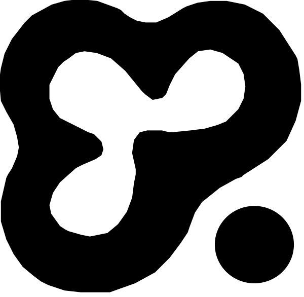 The image shows a black and white logo with two stylized shapes resembling an abstract representation of leaves on either side connected by what appears to be a stem in between them; there is no text present, suggesting it may represent some form of branding or symbolism without specific context provided within the clip-art.