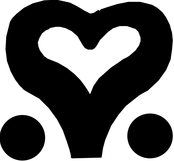 The black and white heart shape on a dark background with no other discernible elements present.