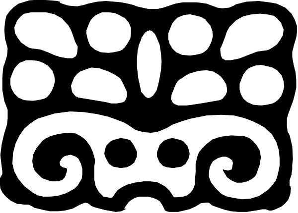 The image shows a black and white decorative pattern with intricate designs resembling stylized leaves and possibly floral motifs on what appears to be an object that could serve as wallpaper or fabric, set against a neutral background.