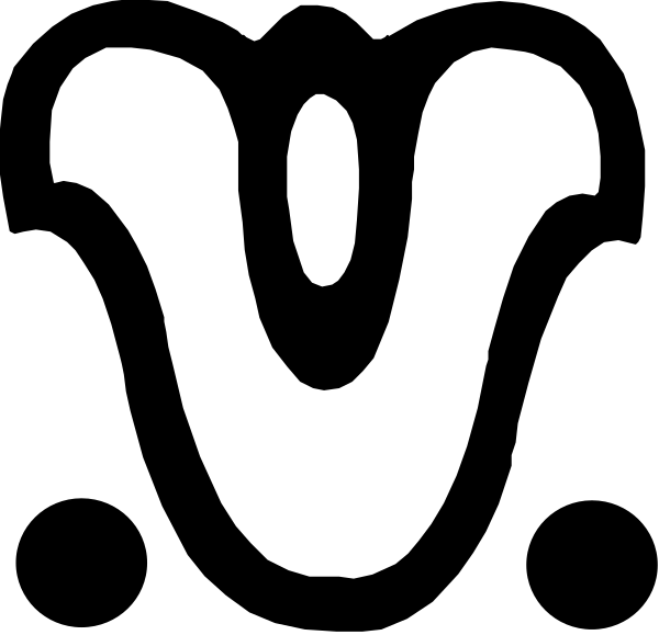 The image shows a black and white logo with an abstract design that resembles a stylized letter 'V'.