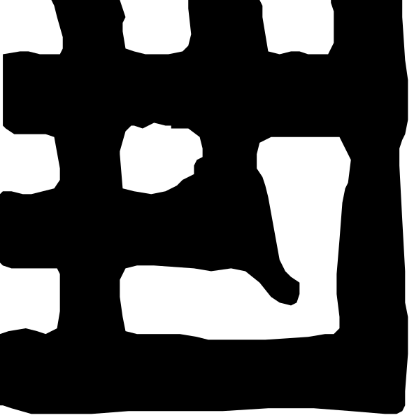 The image shows a black square with two vertical lines on either side of it against a white background.
