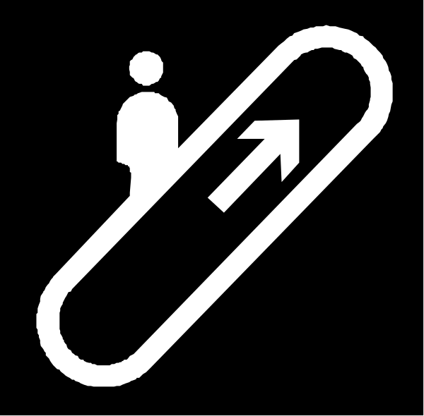 The image shows a black icon with white lines representing an ice cream cone on top of which is placed another object that resembles a person standing next to an arrow pointing upwards towards it.