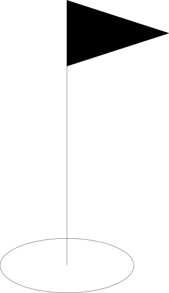 The image shows a black silhouette of an object with two white circles on it against a gray background.