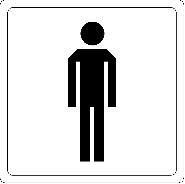 The image shows a sequence of three signs: on top left - an icon depicting two figures standing next to each other; in center right - a sign with silhouette of person walking away from camera, and bottom middle - another figure depicted as facing forward against white background.