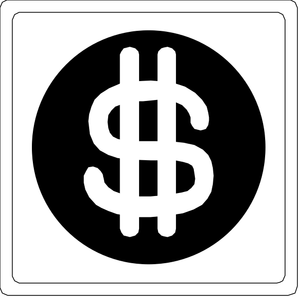 The image shows three stickers with a dollar sign symbolizing money on them against different backgrounds: black for the first, white for the second, and gray for the third.