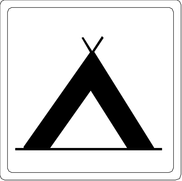 The image shows three logos of a tent with an arrow on top: two white tents against black backgrounds and one in grayscale within another logo that appears to be for camping equipment.