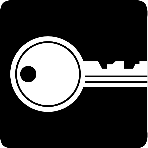 The black and white logo of a key with an apartment building behind it on top left corner.