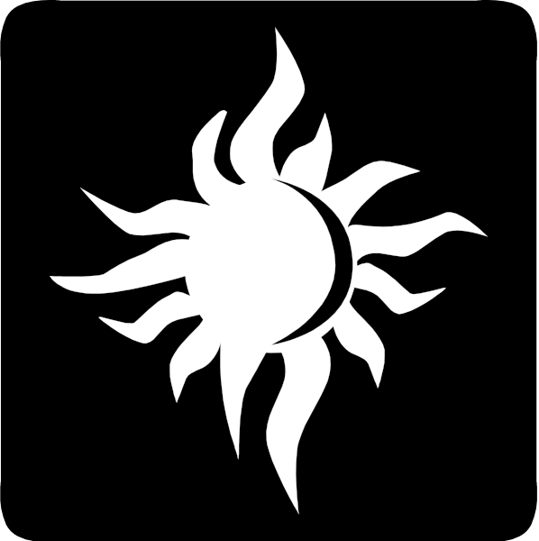 The logo features a stylized sun with rays extending outward from its center, set against an unadorned black background.
