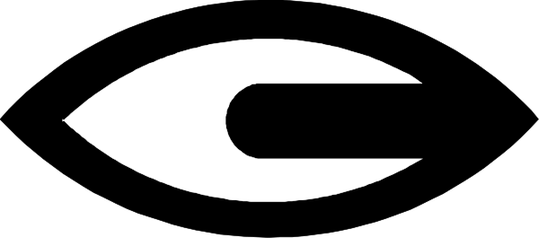 The image shows a logo with an eye design inside it on top of what appears to be a stylized letter 'E'.