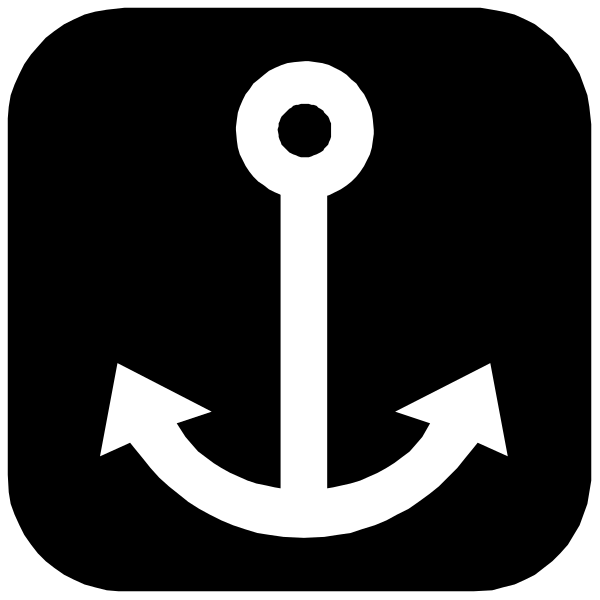 The black and white logo features an anchor with a compass rose on top of it inside a circle.