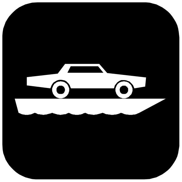 The black and white icon shows a car on top of water with waves around it.