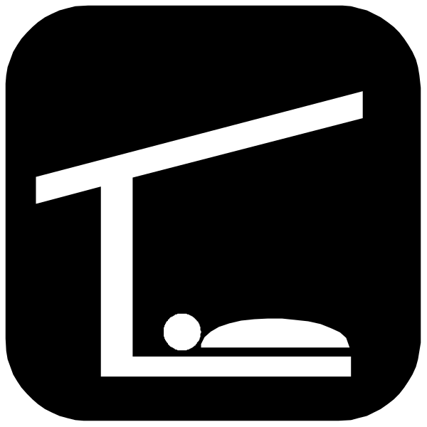 The black and white icon shows a person lying down on their back under an open umbrella with raindrops falling from it onto them.