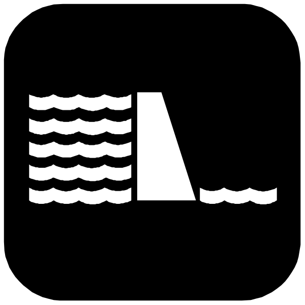 The black and white logo features a stylized representation of water waves with an abstract waveform on top right corner, suggesting sound frequency analysis; below it is silhouette of landmasses resembling islands in front of ocean waves symbolizing geographical location or coastal areas.